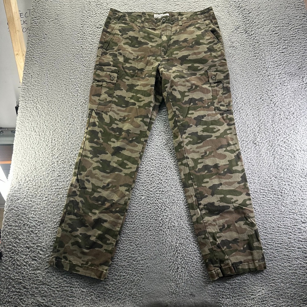 Amazon Essentials Pant Mens 36x34 Green Camouflage Cotton Cargo Utility Workwear